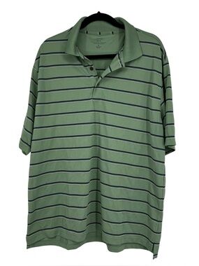 Men’s Golden Bear Performance XL Poly Green/Blue Stripe Short Sleeve Polo Shirt